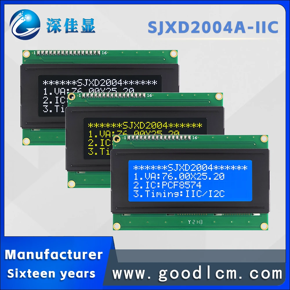 Manufacturer wholesale IIC/I2C display screen lcd 20*4 dot matrix screen SJXD2004A-IIC Industrial grade character LCM module
Manufacturer wholesale IIC/I2C display screen lcd 20*4 dot matrix screen SJXD2004A-IIC Industrial grade character LCM module
