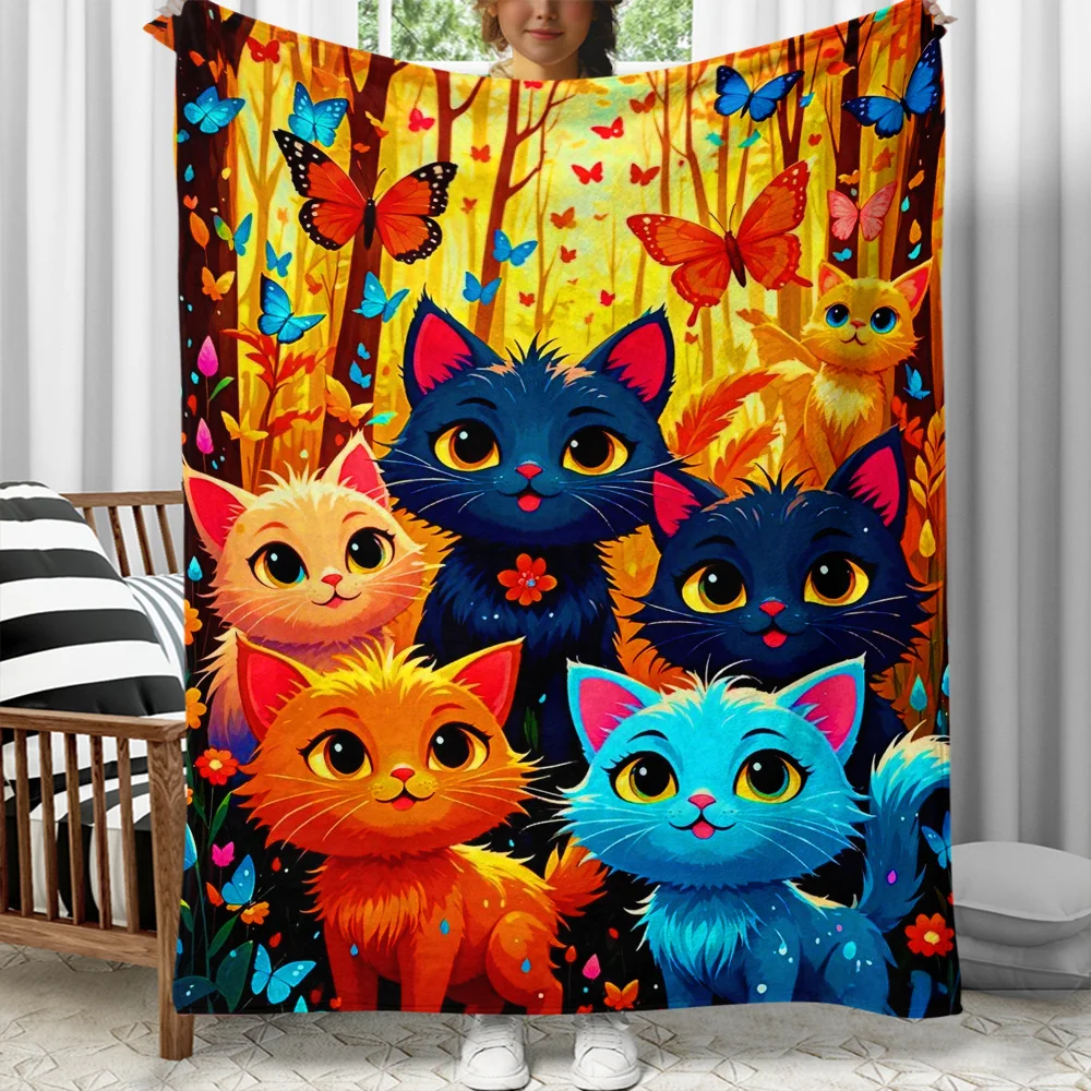 Colorful cats forest butterflies magical art flannel blanket vibrant design soft cozy blanket for kids bedroom wall decor gift
Colorful cats forest butterflies magical art flannel blanket vibrant design soft cozy blanket for kids bedroom wall decor gift