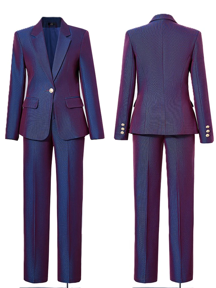 Quality Women's Blazer Pant Suit Trouser Purple Gray Office Ladies 2 Piece Set
Quality Women's Blazer Pant Suit Trouser Purple Gray Office Ladies 2 Piece Set