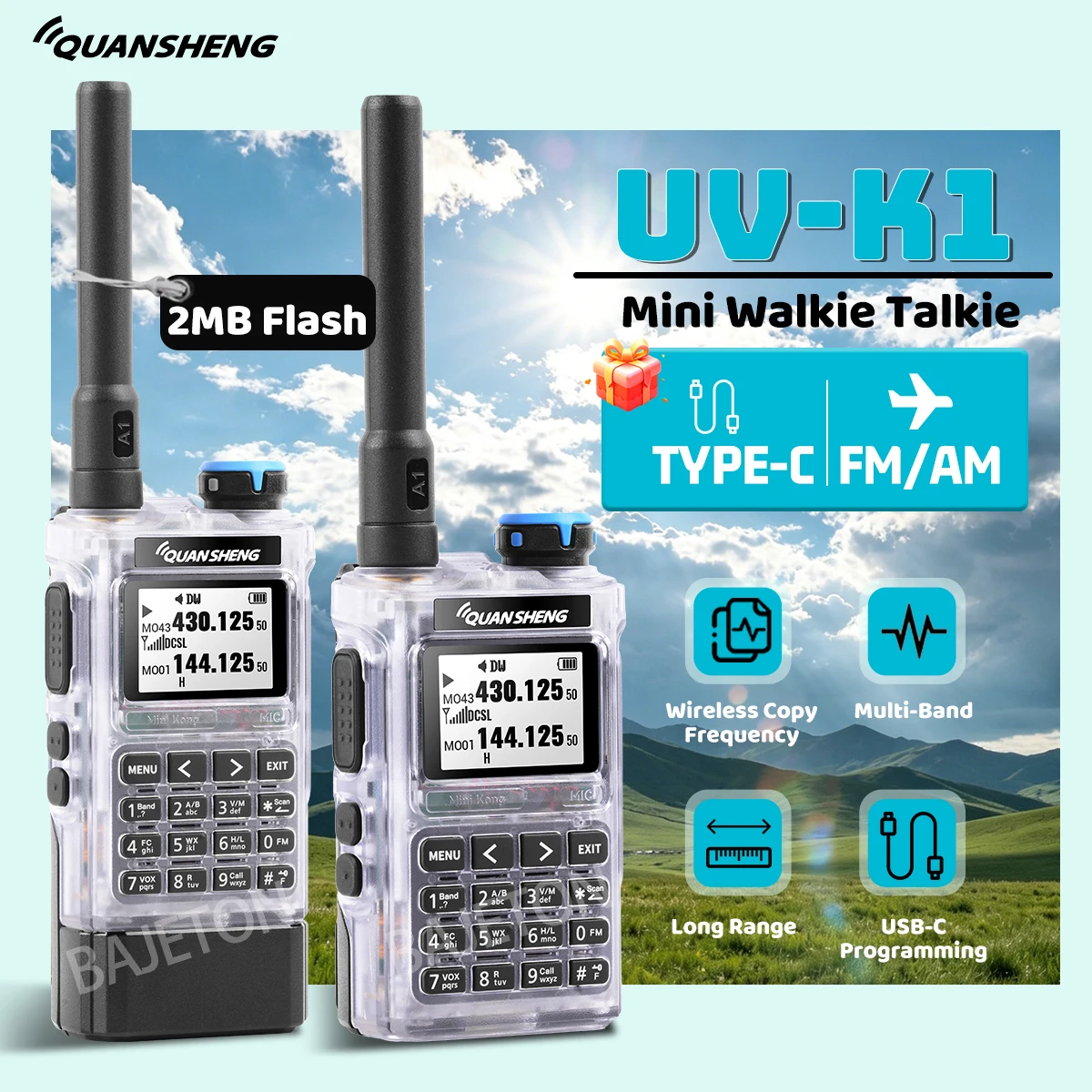 Quansheng UV-K1 Walkie Talkie 50-600MHz Full Band Receive UHF VHF Long Range Ham Radio Wireless Frequency Copy For Camping
Quansheng UV-K1 Walkie Talkie 50-600MHz Full Band Receive UHF VHF Long Range Ham Radio Wireless Frequency Copy For Camping