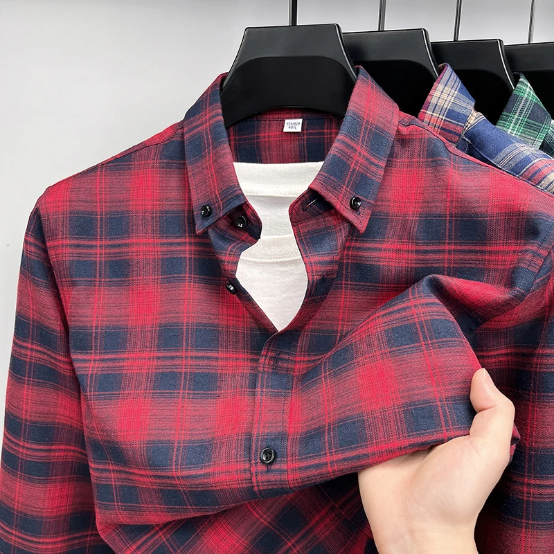 Brand Spring and Autumn New Cotton Men's Long Sleeve Checkered Shirt with Flip Collar Retro Casual Versatile Button Shirt
Brand Spring and Autumn New Cotton Men's Long Sleeve Checkered Shirt with Flip Collar Retro Casual Versatile Button Shirt