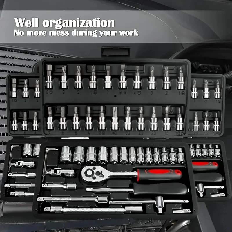 46pcs Socket Wrench Set Auto Repair Tool Kit Household Ratchet Screwdriver Hardware Toolbox for Car Motorcycle DIY Maintenance
46pcs Socket Wrench Set Auto Repair Tool Kit Household Ratchet Screwdriver Hardware Toolbox for Car Motorcycle DIY Maintenance