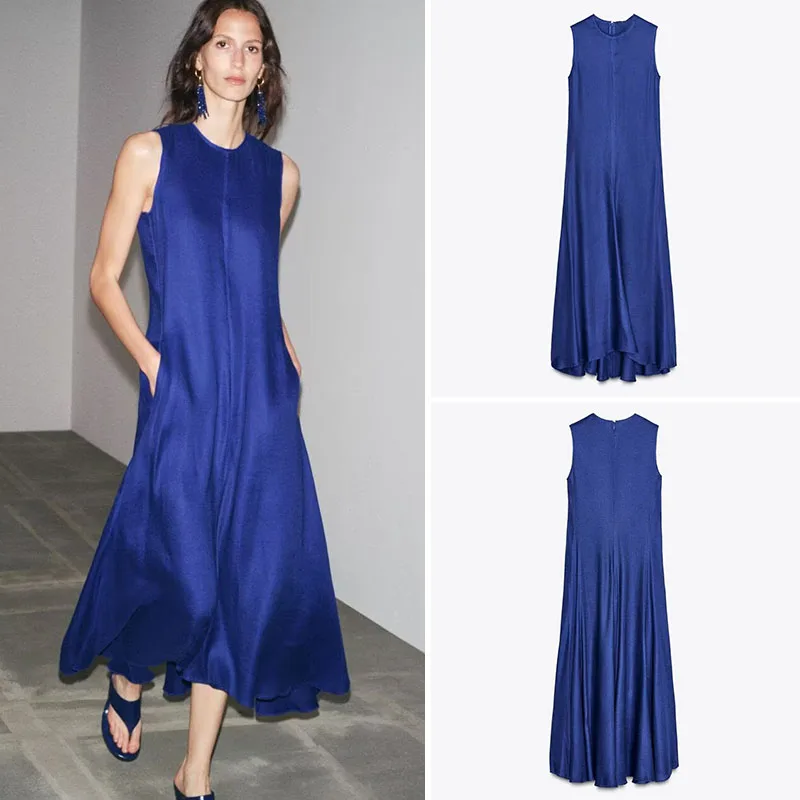 Summer New Arrival Women's round Neck Sleeveless Mixed Fabric Dress Street Style Long Skirt Single Piece Color Hooded
Summer New Arrival Women's round Neck Sleeveless Mixed Fabric Dress Street Style Long Skirt Single Piece Color Hooded