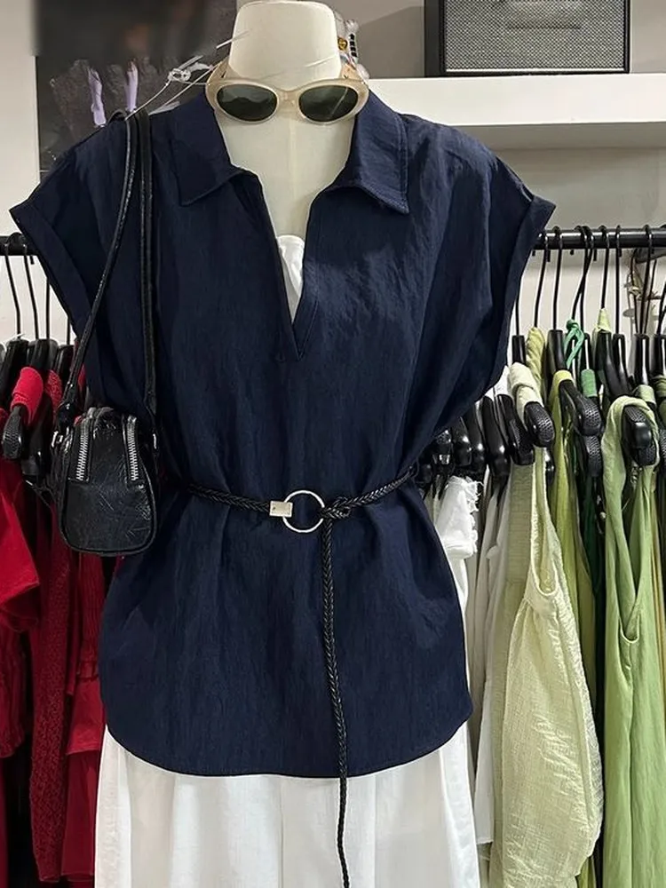 Elegant Royal Blue Short Sleeve Neck Shirt Women's 2026 New High-End Slimming Fake Two-Piece Korean Style Straight Cut
Elegant Royal Blue Short Sleeve Neck Shirt Women's 2026 New High-End Slimming Fake Two-Piece Korean Style Straight Cut