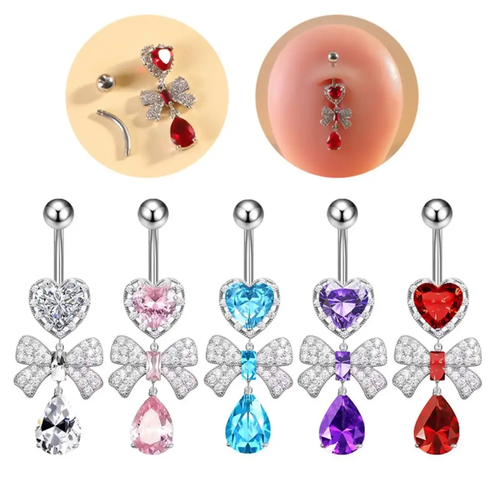 Stainless Steel Zircon Navel Ring Rhinestone Bow Body Piercing Jewelry Copper Piercing Heart Belly Button Ring Party Decoration
Stainless Steel Zircon Navel Ring Rhinestone Bow Body Piercing Jewelry Copper Piercing Heart Belly Button Ring Party Decoration