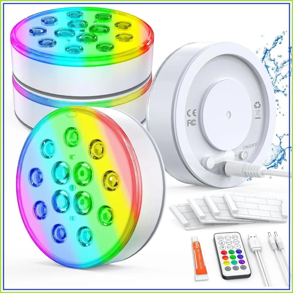 Upgraded Rechargeable Submersible LED Pool Lights, IP68 Waterproof, 16 Colors, Remote & Timer, 4 Pack
Upgraded Rechargeable Submersible LED Pool Lights, IP68 Waterproof, 16 Colors, Remote & Timer, 4 Pack