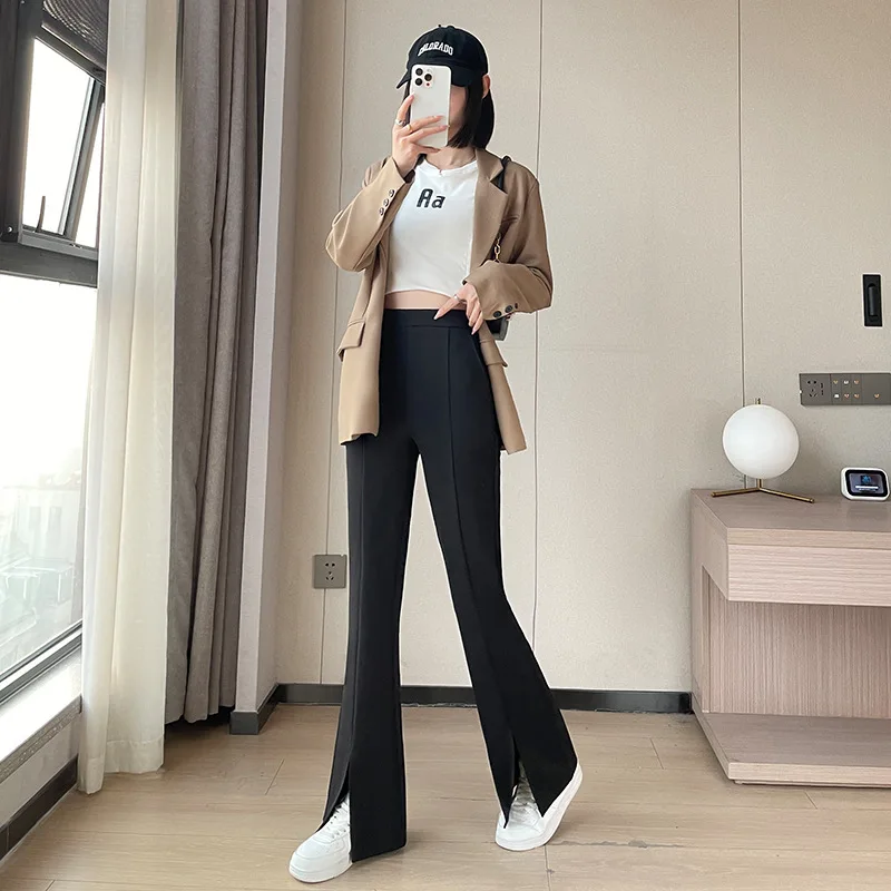 Spring Autumn New Fashion High Waist Elastic Solid Women's Clothing Bell-bottoms Pockets Hanging Down Korean Simplicity Pants
Spring Autumn New Fashion High Waist Elastic Solid Women's Clothing Bell-bottoms Pockets Hanging Down Korean Simplicity Pants