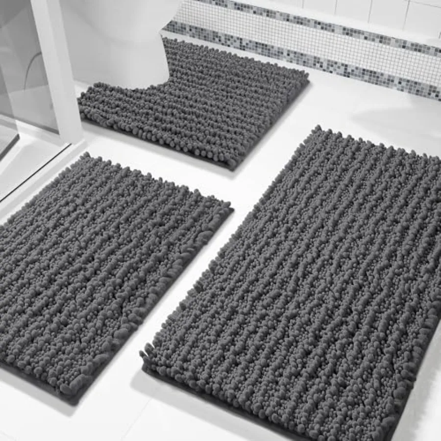 Bathroom Rug Set 3 Pcs - Super Absorbent Quick Dry Chenille Bath Mats and Toilet Rug Non Slip Machine Washable Extra Thick Shag
Bathroom Rug Set 3 Pcs - Super Absorbent Quick Dry Chenille Bath Mats and Toilet Rug Non Slip Machine Washable Extra Thick Shag