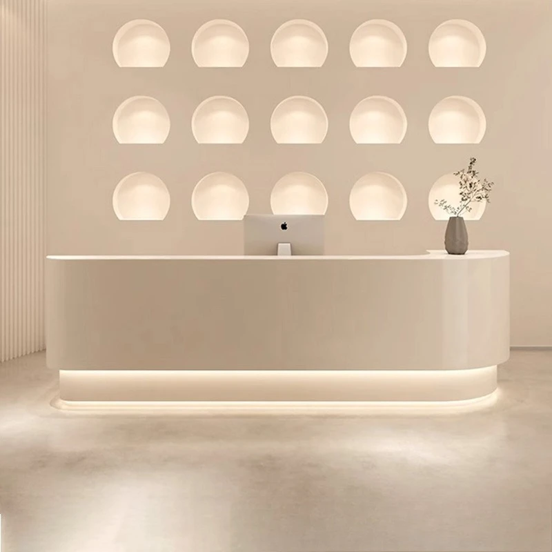 Curved paint bar counter Modern simple dental table Company front desk Dental hospital Reception desk Beauty salon checkout page
Curved paint bar counter Modern simple dental table Company front desk Dental hospital Reception desk Beauty salon checkout page