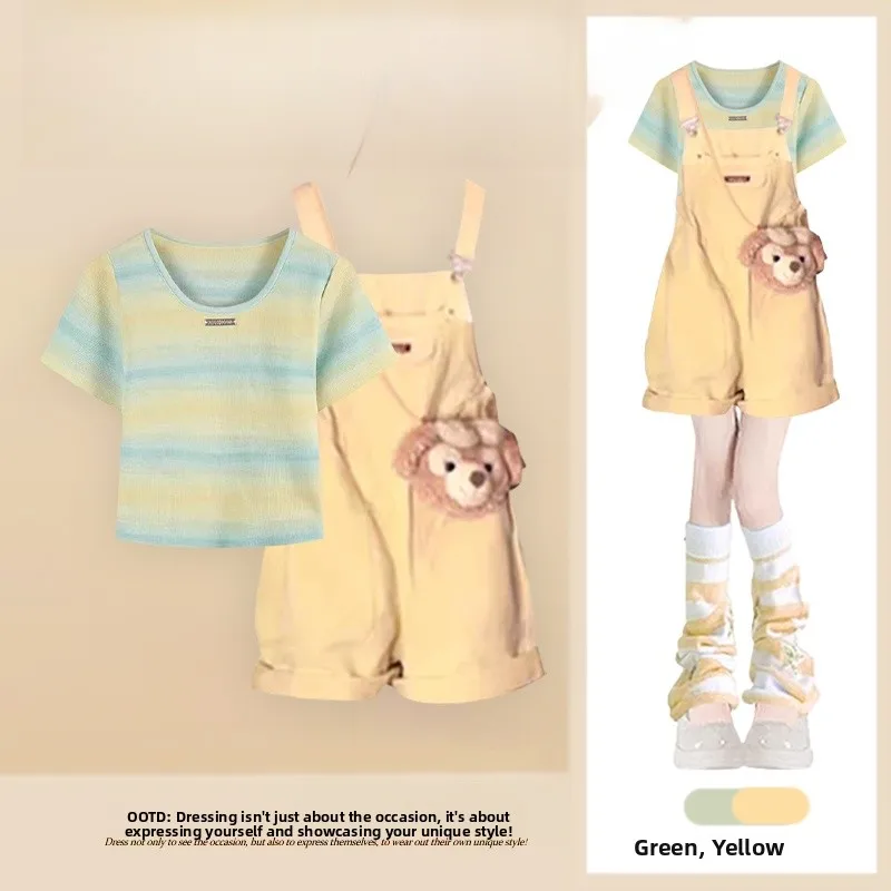 Korean Style Dopaamine Summer Outfit Set Short Sleeve T-Shirt Denim Overalls Two-Piece Set Small Size Fashion Ensemble
Korean Style Dopaamine Summer Outfit Set Short Sleeve T-Shirt Denim Overalls Two-Piece Set Small Size Fashion Ensemble