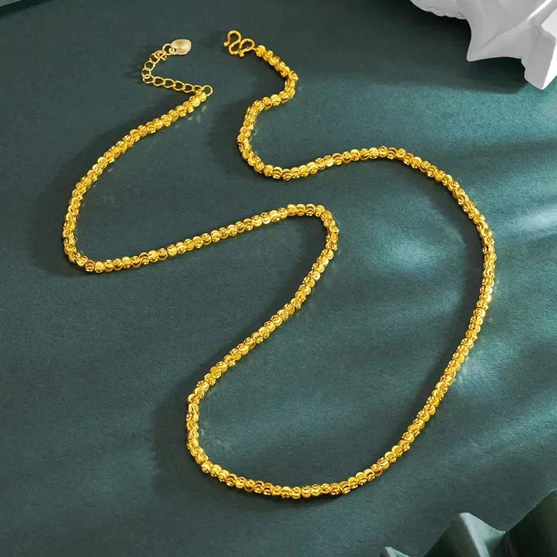 AU999 24K genuine gold store same gold watermelon bead women's necklace collarbone chain fashionable and exquisite gift
AU999 24K genuine gold store same gold watermelon bead women's necklace collarbone chain fashionable and exquisite gift