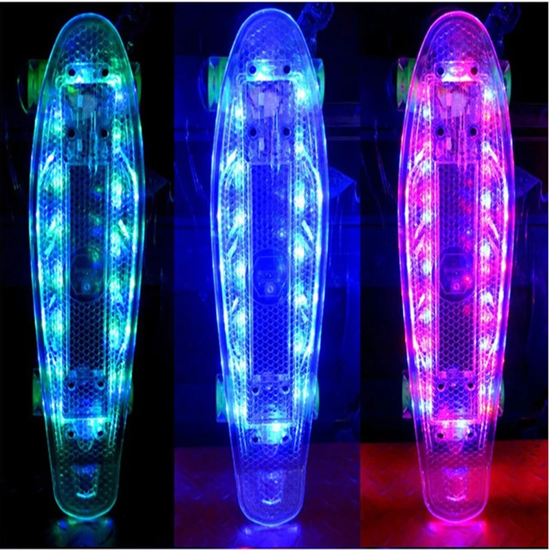 New LED light transparent flashing skateboard small fish children's 4 wheeled night smooth scooter youth travel skateboard IE12
New LED light transparent flashing skateboard small fish children's 4 wheeled night smooth scooter youth travel skateboard IE12