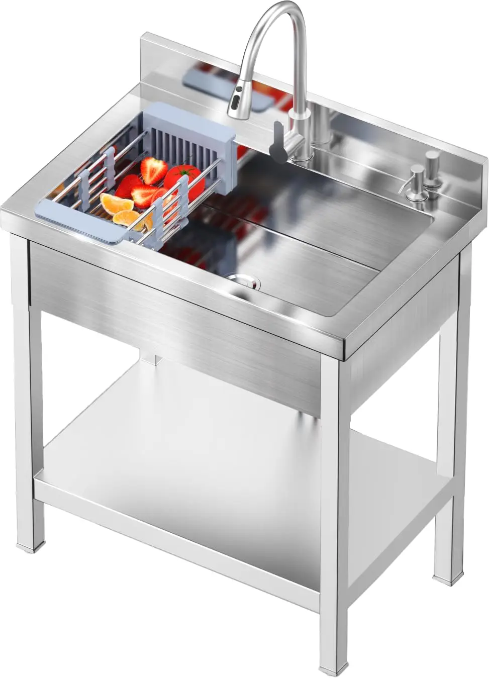 Отдельностоящая мойка из нержавеющей стали 28 дюймов с выдвижным смесителем для холодной и горячей воды, шлангами и сливным комплектом для кухни и ванной комнаты
Отдельностоящая мойка из нержавеющей стали 28 дюймов с выдвижным смесителем для холодной и горячей воды, шлангами и сливным комплектом для кухни и ванной комнаты