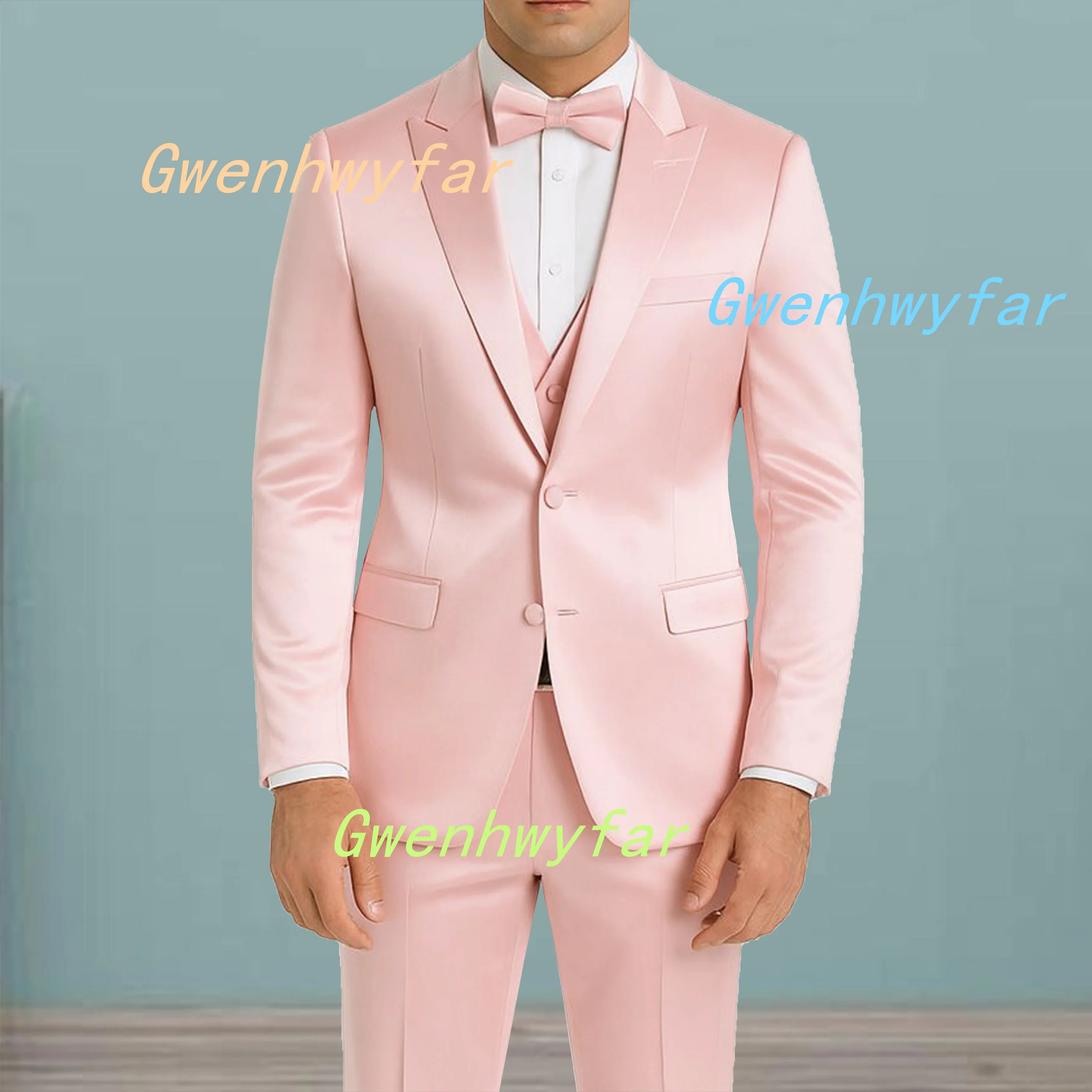 Gwenhwyfar Blush Pink Satin Men Suits Set 3 Pieces Blazer+Pants+Vest Trousers Customized Wedding Tuxedos Groomsmen Tuxedos
Gwenhwyfar Blush Pink Satin Men Suits Set 3 Pieces Blazer+Pants+Vest Trousers Customized Wedding Tuxedos Groomsmen Tuxedos