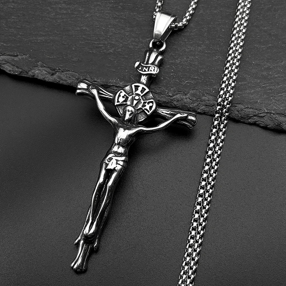 Vinatge Chtistian INRI Cross Jesus Crucifix Stainless Steel Pendant Necklace for Women Men Silver Color Chain Amulet Jewelry
Vinatge Chtistian INRI Cross Jesus Crucifix Stainless Steel Pendant Necklace for Women Men Silver Color Chain Amulet Jewelry