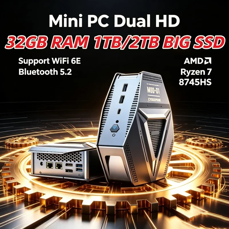 Caerulean Vanguard Mini PC Intel Core AMD Ryzen 7 8745HS WIFI6 Type-C HD DP 2DDR5 Desktop Workshop Domestic Unit 4USB3.2 2*2.5G
Caerulean Vanguard Mini PC Intel Core AMD Ryzen 7 8745HS WIFI6 Type-C HD DP 2DDR5 Desktop Workshop Domestic Unit 4USB3.2 2*2.5G
