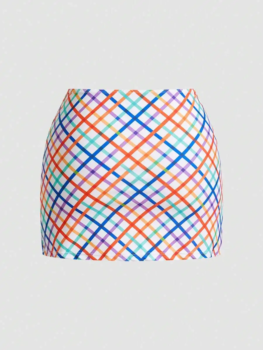 Women Retro Plaid Colorful Grid Print One-Piece Swimsuit Mini Skirt Style For Summer
Women Retro Plaid Colorful Grid Print One-Piece Swimsuit Mini Skirt Style For Summer
