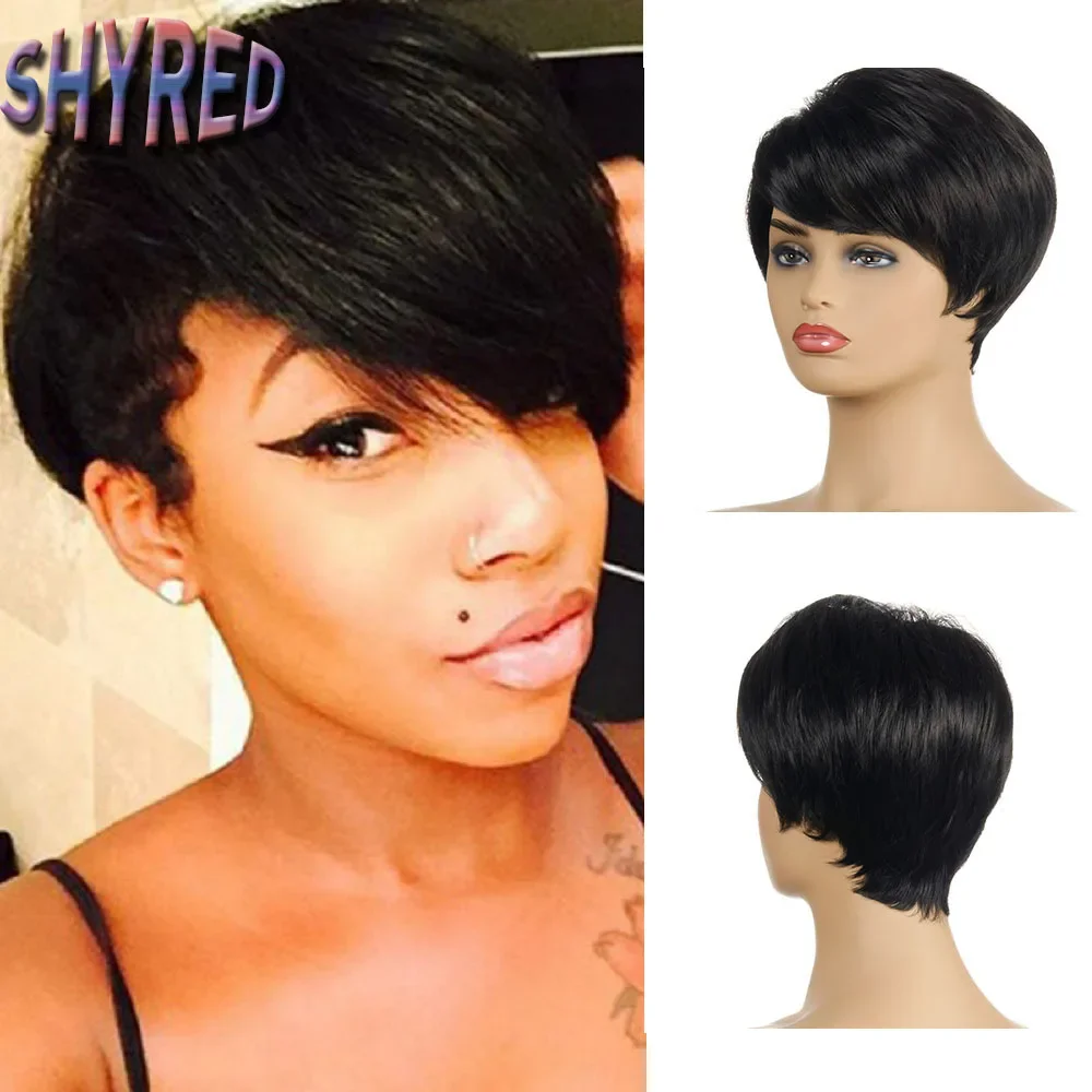 Short Synthetic Natural Straight Wigs with Bangs Female Hair Pixie cut Puffy Black Wig For Women Heat Resistant Wig
Short Synthetic Natural Straight Wigs with Bangs Female Hair Pixie cut Puffy Black Wig For Women Heat Resistant Wig