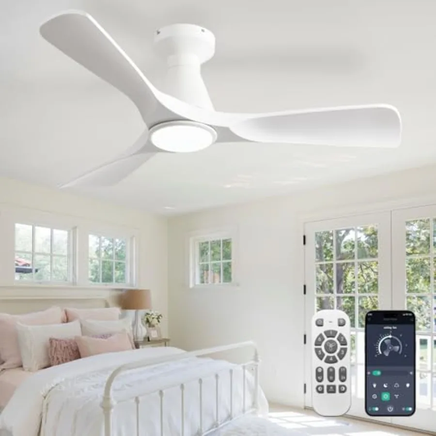 Ceiling Fans with Lights and Remote: Flush Mount Low Profile Ceiling Fan for Bedroom - Dimmable Indoor Outdoor Fan with APP Con
Ceiling Fans with Lights and Remote: Flush Mount Low Profile Ceiling Fan for Bedroom - Dimmable Indoor Outdoor Fan with APP Con