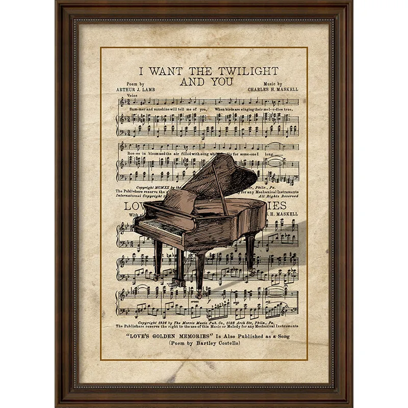 Entrance corridor decorative painting American retro piano music classroom living room mural
Entrance corridor decorative painting American retro piano music classroom living room mural