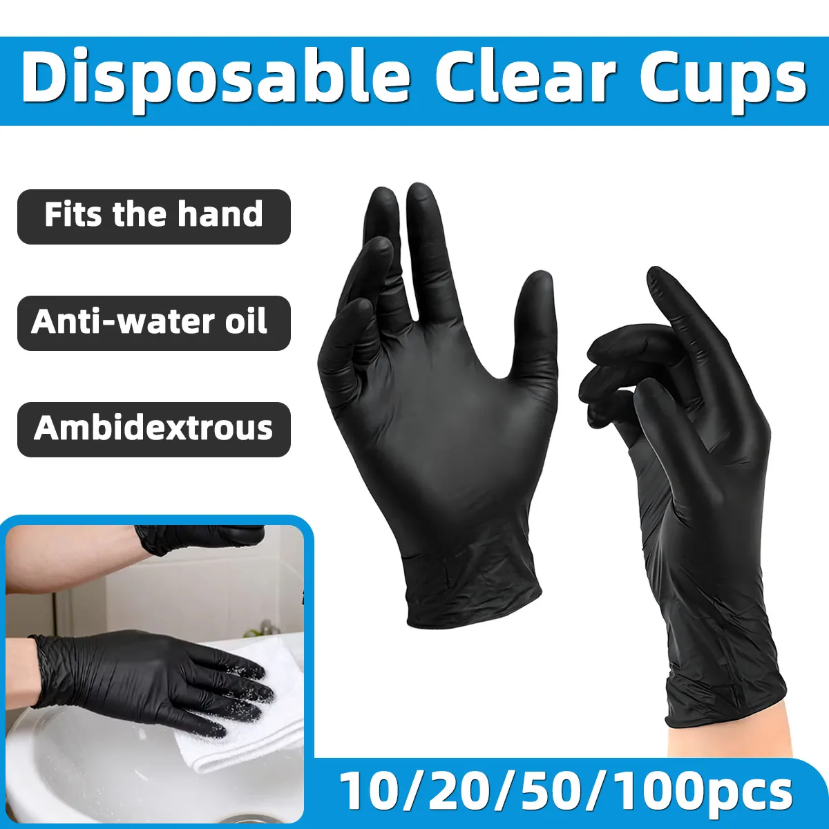 10/100PCS Disposable Nitrile Black Gloves Without Powder Or Latex Reusable For Car Washing Home Cleaning Multifunctional Gloves
10/100PCS Disposable Nitrile Black Gloves Without Powder Or Latex Reusable For Car Washing Home Cleaning Multifunctional Gloves