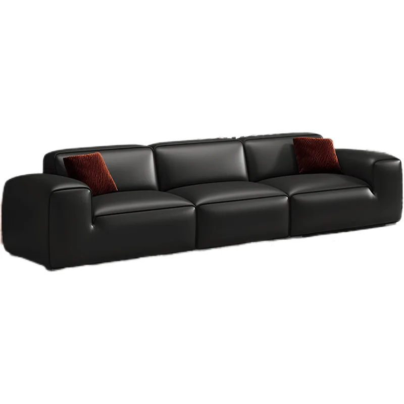 Italian minimalist large black cow leather sofa modern living room size apartment first layer cowhide tofu block straight row
Italian minimalist large black cow leather sofa modern living room size apartment first layer cowhide tofu block straight row