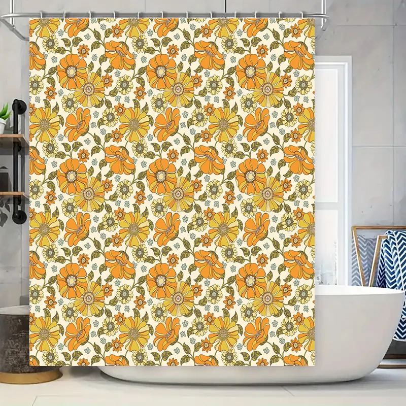 Vintage Floral Shower Curtain Orange Green Flower Design for Bathroom Decorations 71x84in
Vintage Floral Shower Curtain Orange Green Flower Design for Bathroom Decorations 71x84in