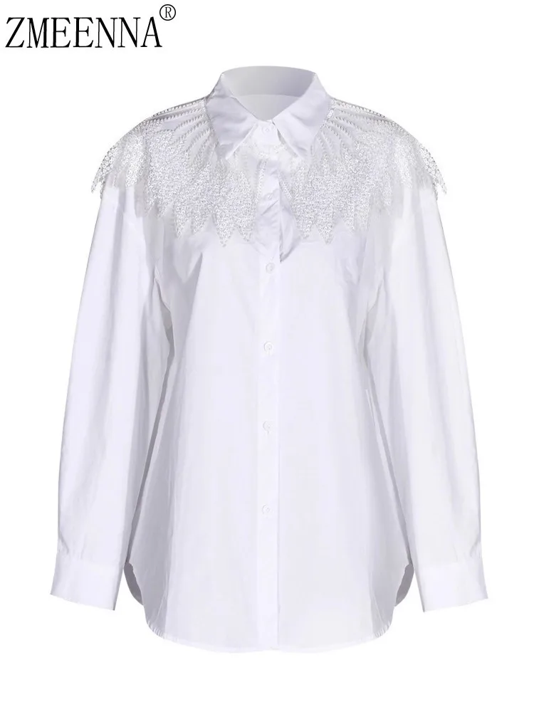 ZMEENNA Женская белая рубашка на пуговицах с длинными рукавами, нежным кружевным воротником и плечами, элегантная верхняя блузка ZM3811
ZMEENNA Женская белая рубашка на пуговицах с длинными рукавами, нежным кружевным воротником и плечами, элегантная верхняя блузка ZM3811