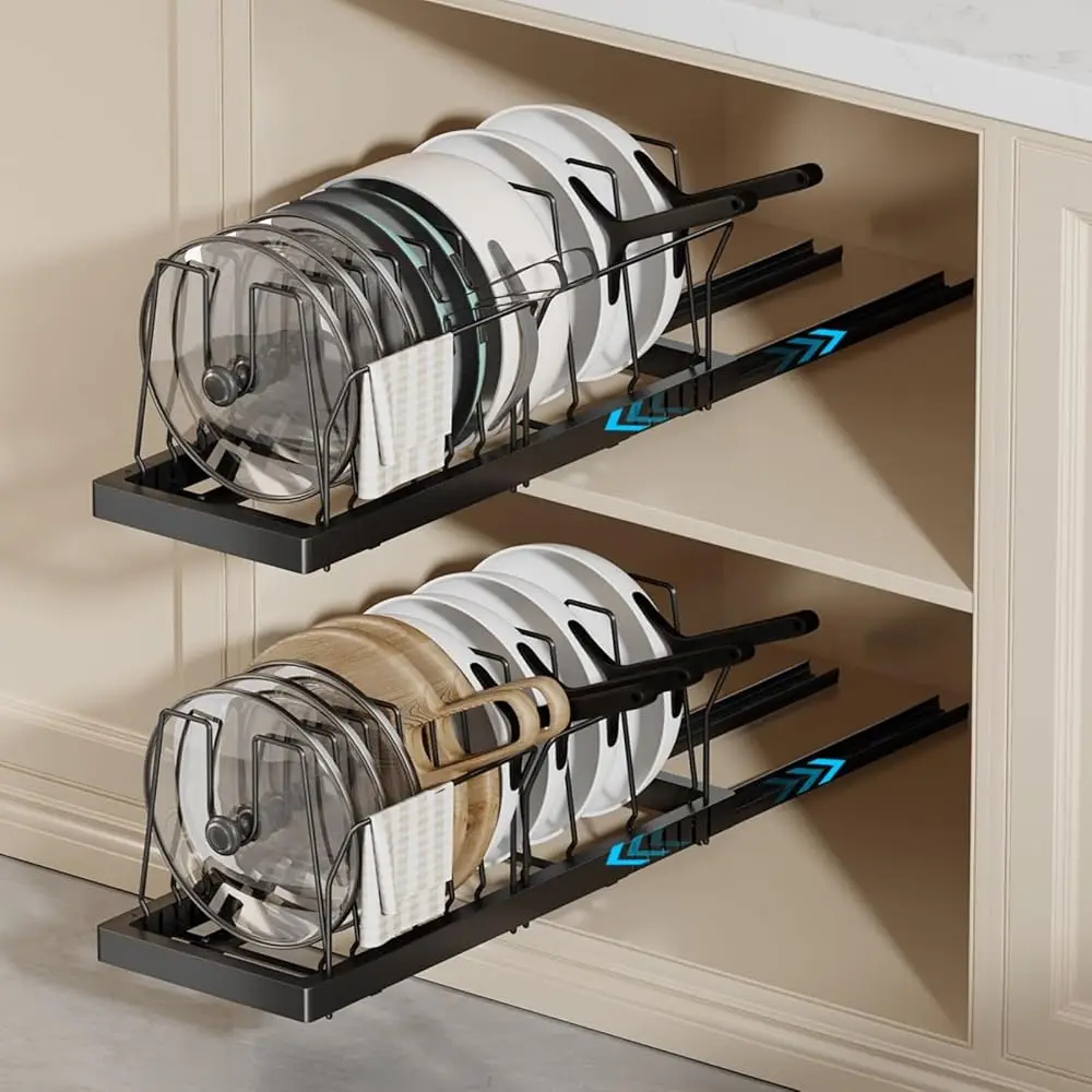 2 Pa Pots And Pans Organizer Under Cabinet, 22"" Deep Expandable Pull Out Pot Lid Organizer And Storage With 10 Adjustable
2 Pa Pots And Pans Organizer Under Cabinet, 22"" Deep Expandable Pull Out Pot Lid Organizer And Storage With 10 Adjustable