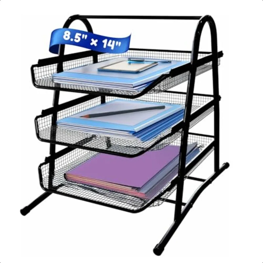 Performore 3Tier Stackable Paper Tray Organizer for Desk Black Metal File Rack for LegalSize Paper 14x8.5 Document Holder Deskt
Performore 3Tier Stackable Paper Tray Organizer for Desk Black Metal File Rack for LegalSize Paper 14x8.5 Document Holder Deskt