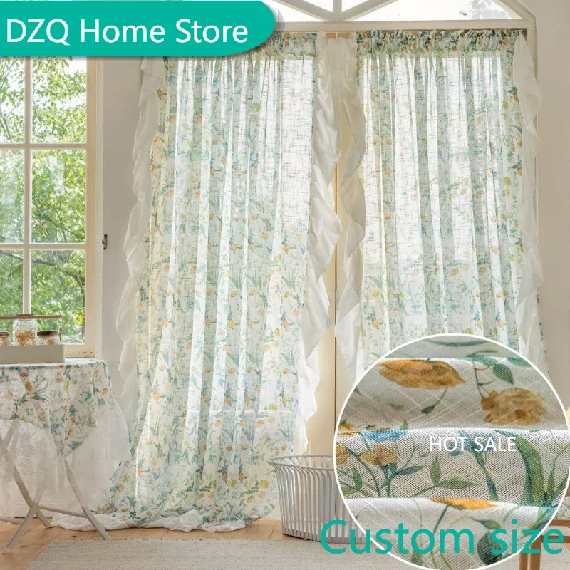 Nordic Forest Style Dreamy Fresh Floral Curtains Lotus Leaf Edge Printing Sunshade Translucent Window Tulle Bedroom Living Room
Nordic Forest Style Dreamy Fresh Floral Curtains Lotus Leaf Edge Printing Sunshade Translucent Window Tulle Bedroom Living Room