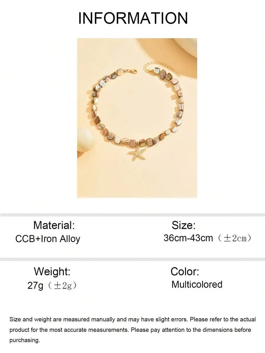 Asymmetrical Beaded Necklace With Alloy Starfish Pendant Multicolored For Daily Beach Party Wear
Asymmetrical Beaded Necklace With Alloy Starfish Pendant Multicolored For Daily Beach Party Wear