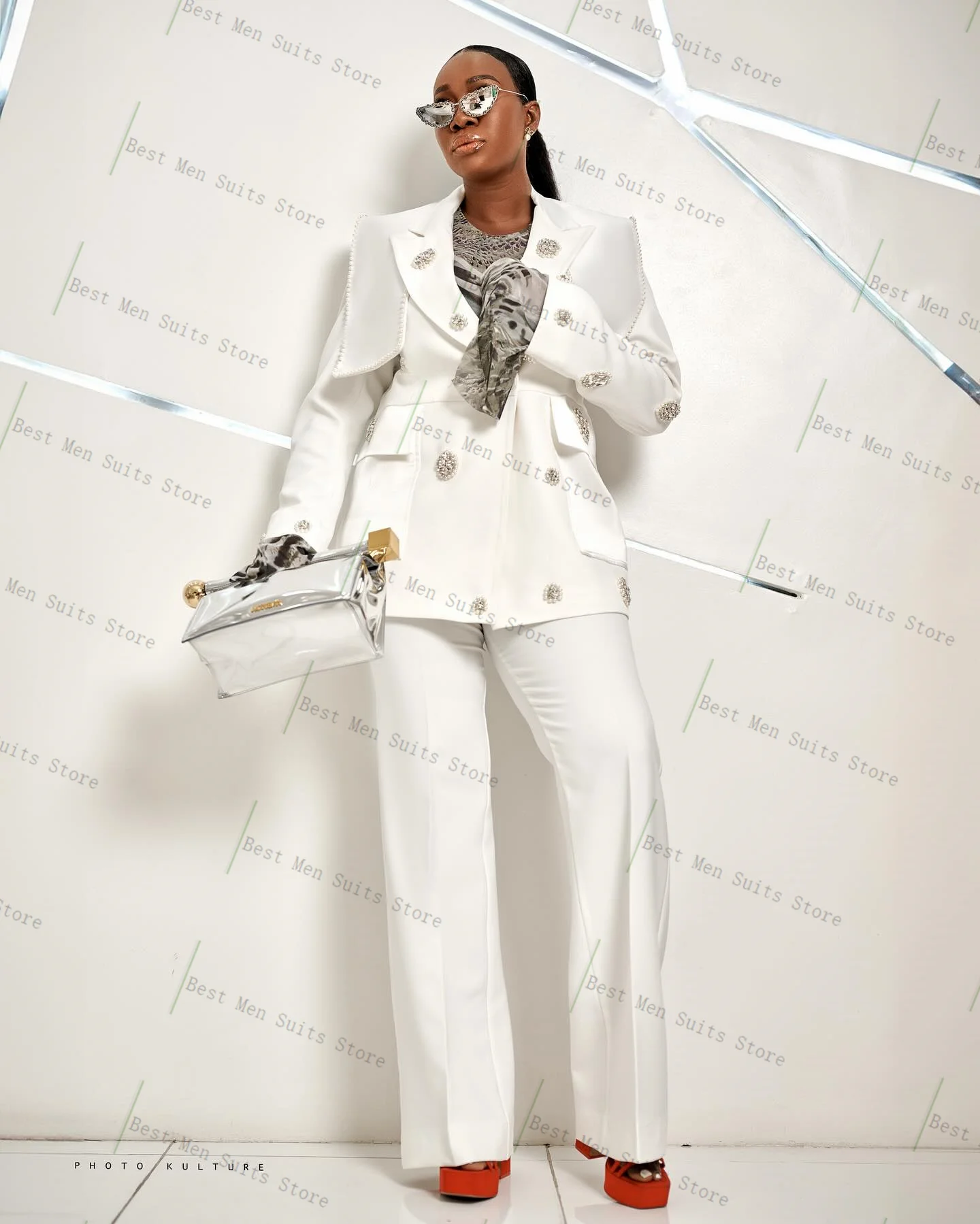 White Crystals Women Suit Pants Set 2 Piece Elegant Blazer+Trousers Wedding Tuxedo Jacket Tailored Size Business Prom Dress
White Crystals Women Suit Pants Set 2 Piece Elegant Blazer+Trousers Wedding Tuxedo Jacket Tailored Size Business Prom Dress