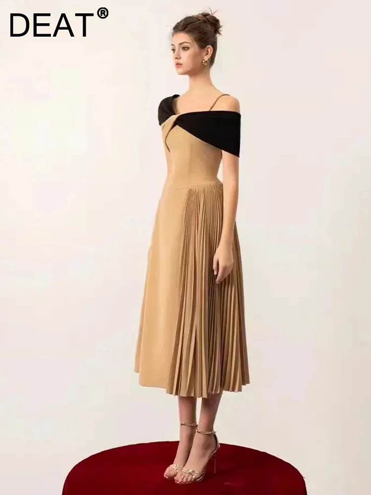 DEAT Elegant Dress Contrast Color Asymmetrical Pleated Slip Backless Women's Evening Dresses 2024 Summer New Fashion 35Z406
DEAT Elegant Dress Contrast Color Asymmetrical Pleated Slip Backless Women's Evening Dresses 2024 Summer New Fashion 35Z406