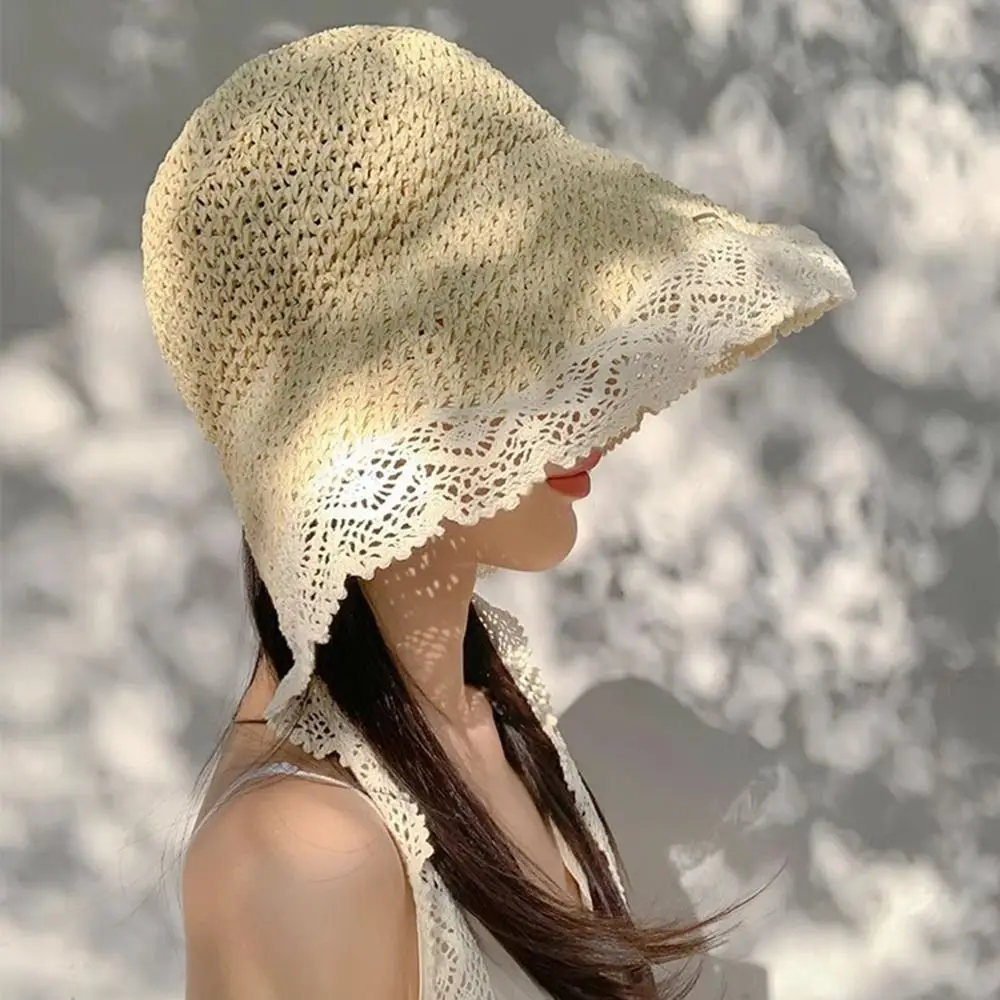 Large Edge French-style Straw Hat Foldable Hollow Out Weave Beach Bucket Hat Breathable UV Protection Summer Lace Sun Hat
Large Edge French-style Straw Hat Foldable Hollow Out Weave Beach Bucket Hat Breathable UV Protection Summer Lace Sun Hat