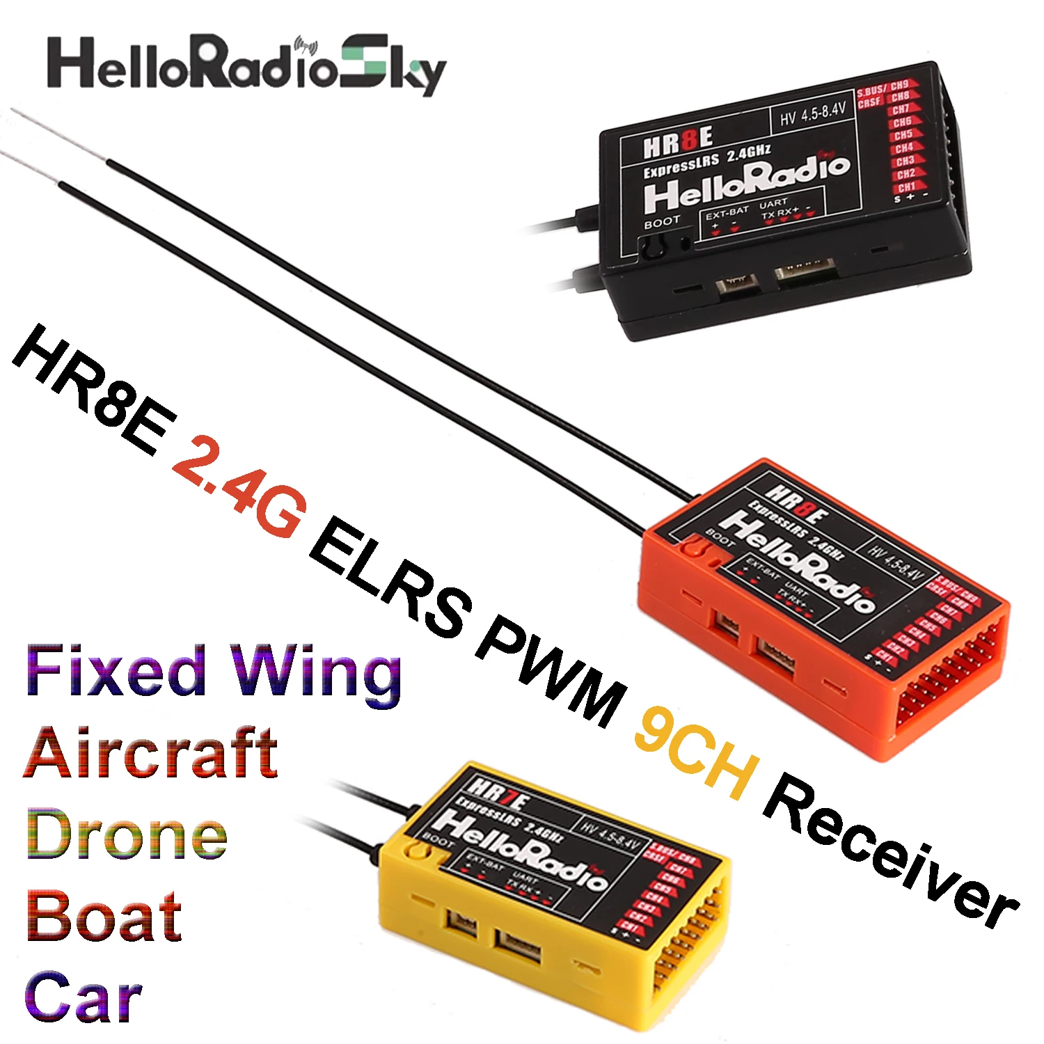 HelloRadio HR8E 2.4G ELRS PWM 9CH Receiver Dual Antenna DC 4.5-7.4V for RC Fixed Wing Aircraft Drone Boat Car Model Accessories
HelloRadio HR8E 2.4G ELRS PWM 9CH Receiver Dual Antenna DC 4.5-7.4V for RC Fixed Wing Aircraft Drone Boat Car Model Accessories