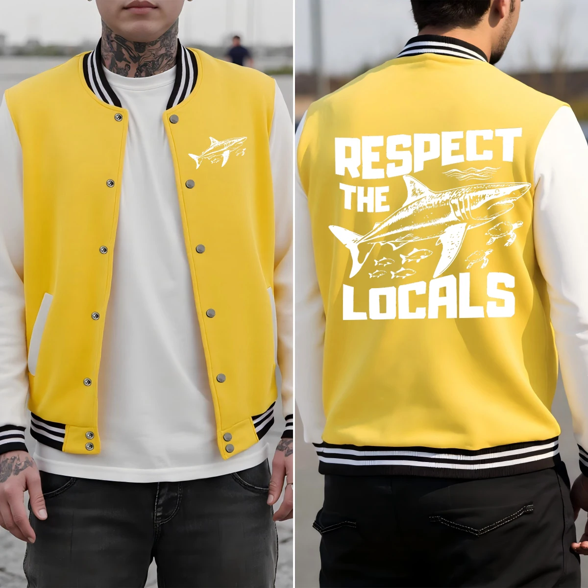 Мужская бейсбольная форма с принтом «Поважайте локалы», красочная свободная уличная одежда, американская повседневная куртка, хлопковая осенняя мужская одежда 
Мужская бейсбольная форма с принтом «Поважайте локалы», красочная свободная уличная одежда, американская повседневная куртка, хлопковая осенняя мужская одежда