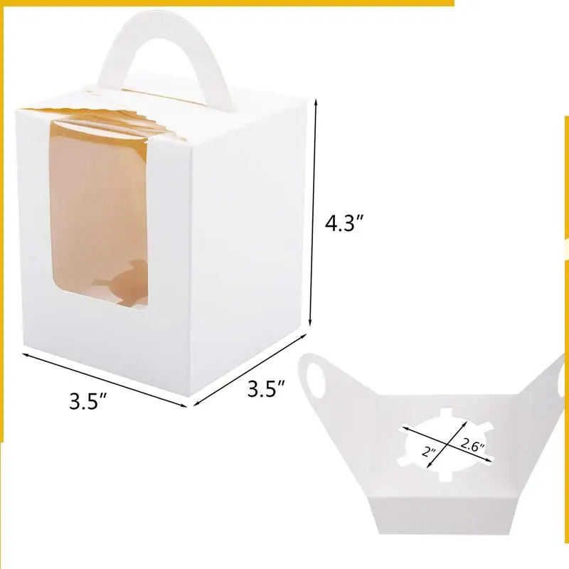 A92P 250 PCS Single Cupcake Boxes White Individual Cupcake Carrier Holders With Window Inserts For Bakery Wrapping Packaging
A92P 250 PCS Single Cupcake Boxes White Individual Cupcake Carrier Holders With Window Inserts For Bakery Wrapping Packaging