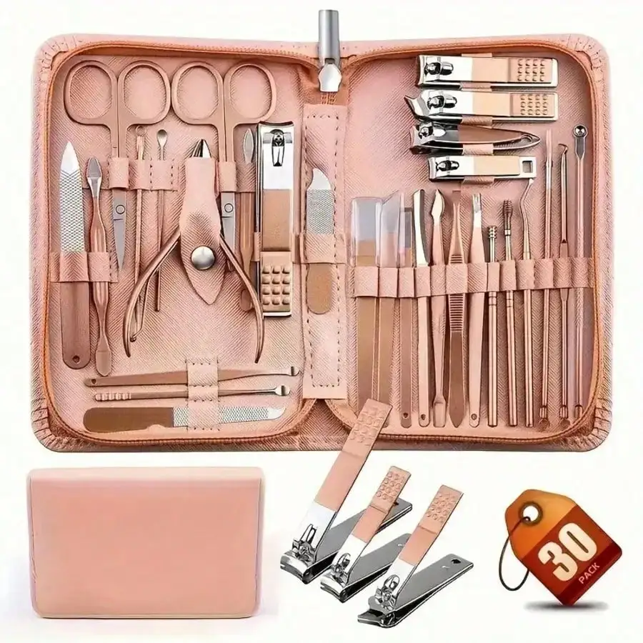 30 In 1 Professional Manicure Kit Pedicure Kit, Manicure Set Personal Care Mens Grooming Kit, Nail Clippers For Men And Beauty Tool Portable Set,With Luxurious Travel Case
30 In 1 Professional Manicure Kit Pedicure Kit, Manicure Set Personal Care Mens Grooming Kit, Nail Clippers For Men And Beauty Tool Portable Set,With Luxurious Travel Case