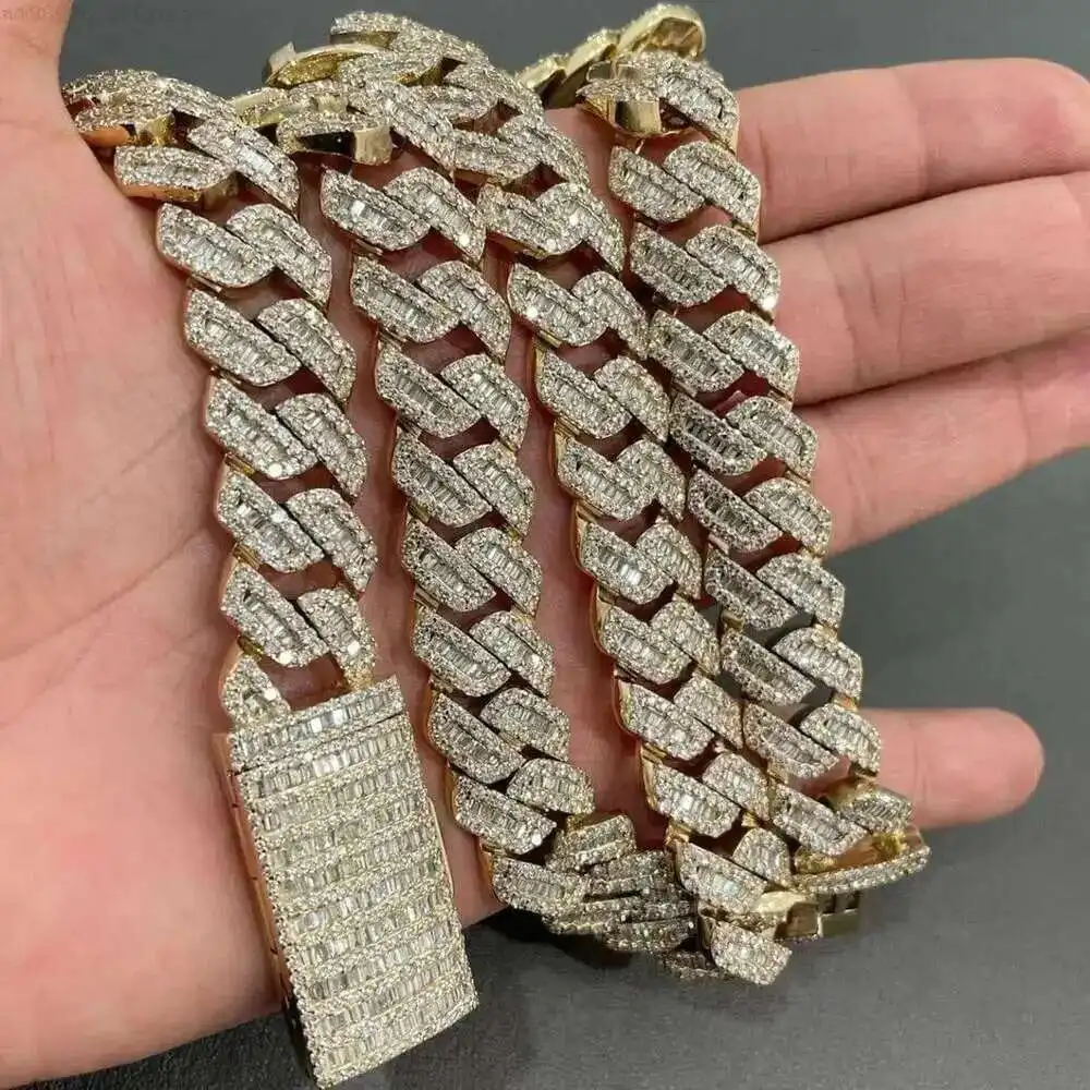 Super Elegant 16mm Baguette Moissanite Diamond Cuban Choker Hip Hop Cuban Chain Necklace for Men
Super Elegant 16mm Baguette Moissanite Diamond Cuban Choker Hip Hop Cuban Chain Necklace for Men