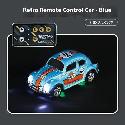 Hot Wireless Mini Rc Car 1:64 Scale Retro Remote Control Beetle Alloy Toy Small Mobile Phone Controlled Car Model Kids Gifts