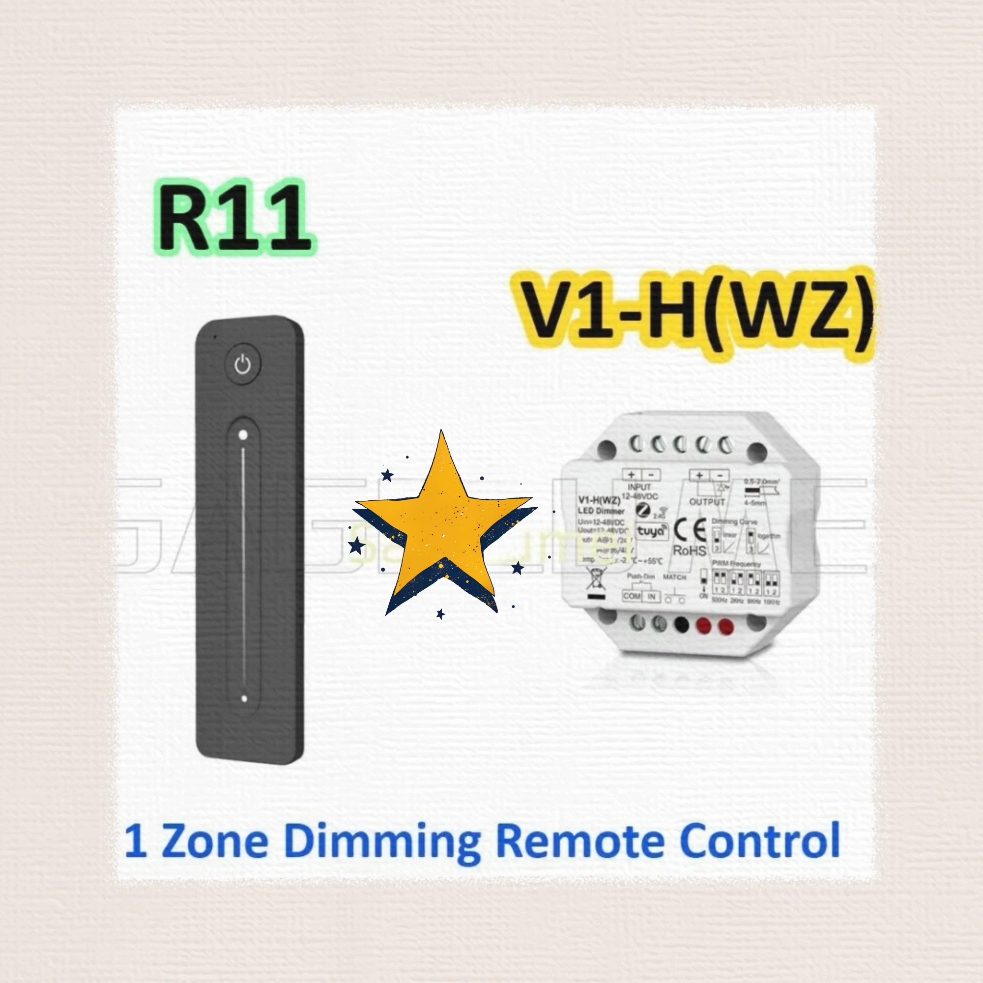 Remote R11 Skydance Tuya APP LED CV Controller ZigBee RF2.4G LED Dimmer 4096-Level Smooth Dimming Voice Control For Single Color
Remote R11 Skydance Tuya APP LED CV Controller ZigBee RF2.4G LED Dimmer 4096-Level Smooth Dimming Voice Control For Single Color