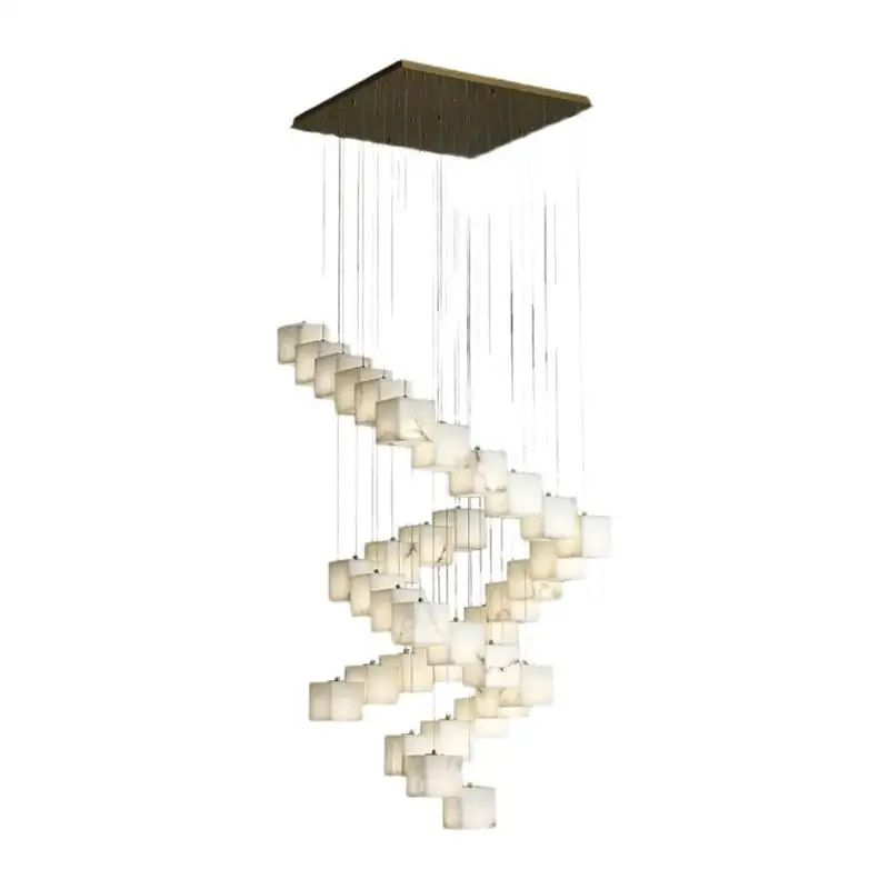 Staircase long chandelier Villa rotating loft duplex living room atmospheric chandelier marble all-copper lamps
Staircase long chandelier Villa rotating loft duplex living room atmospheric chandelier marble all-copper lamps