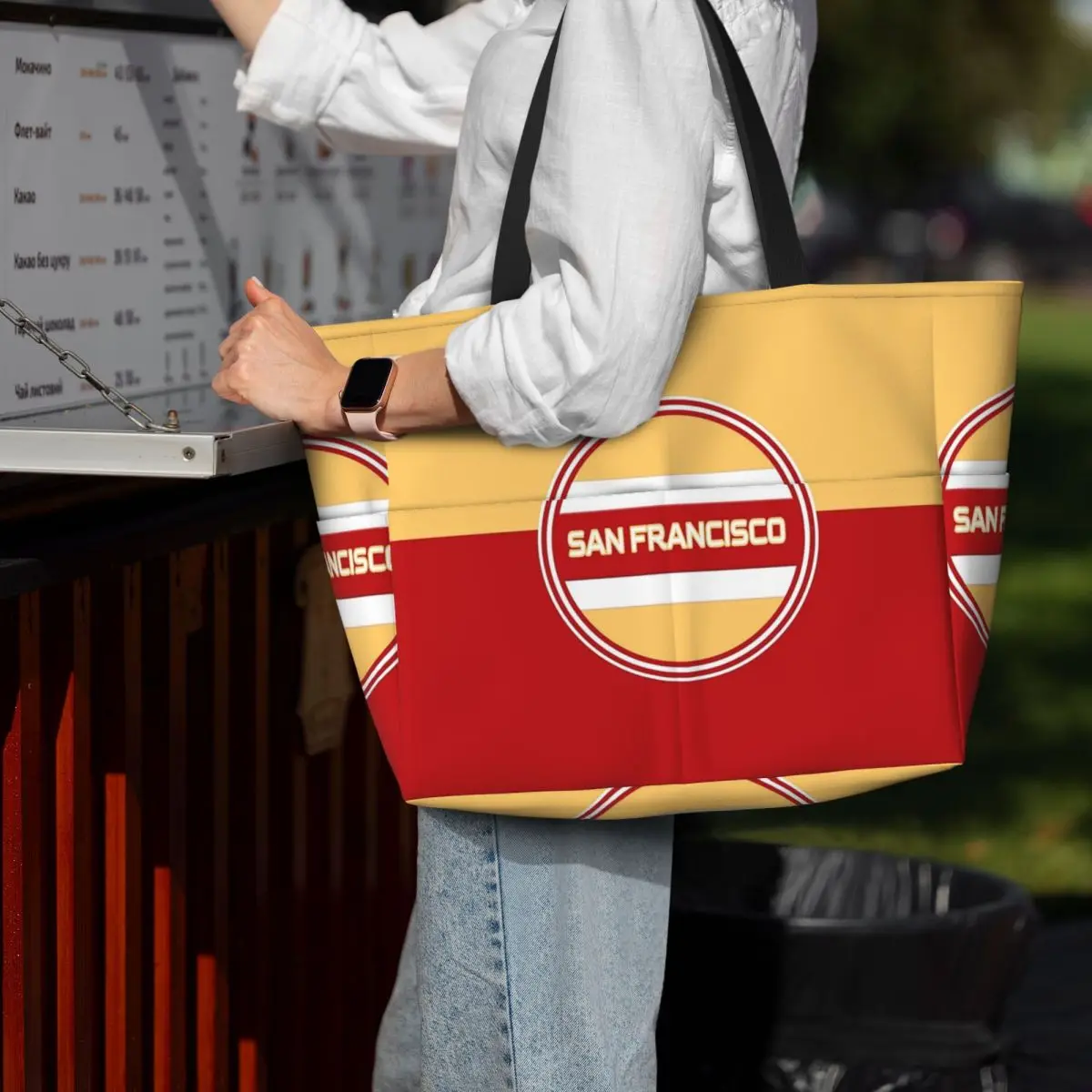 Пляжная большая сумка с логотипом Сан-Франциско, спортивная сумка для занятий йогой, большая большая сумка, женская дорожная сумка, сумка для фитнеса
Пляжная большая сумка с логотипом Сан-Франциско, спортивная сумка для занятий йогой, большая большая сумка, женская дорожная сумка, сумка для фитнеса