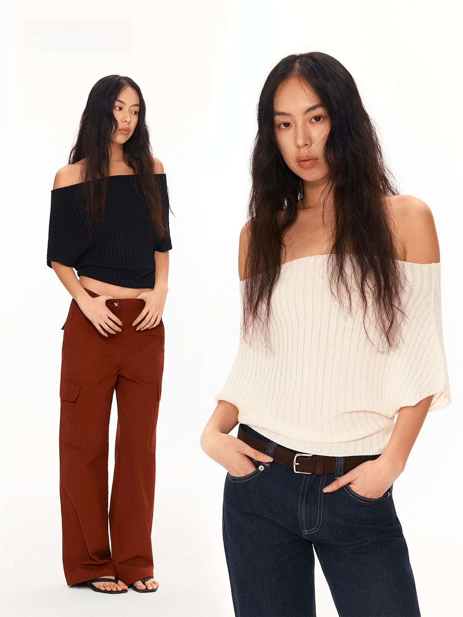 LUMIEN Women's Slim Fit Knitted Woolen Batwing Sleeve One Shoulder Top Spring New Style Base Shirt Inner Wear Short Length
LUMIEN Women's Slim Fit Knitted Woolen Batwing Sleeve One Shoulder Top Spring New Style Base Shirt Inner Wear Short Length