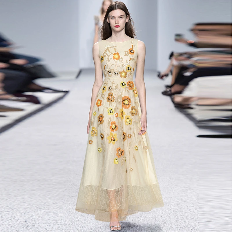 Gedivoen Fashion Designer Summer Floral Print Skirt Suit Women O-Neck Sleeveless Sequined Embroidery Waisted Elegant Long dress
Gedivoen Fashion Designer Summer Floral Print Skirt Suit Women O-Neck Sleeveless Sequined Embroidery Waisted Elegant Long dress