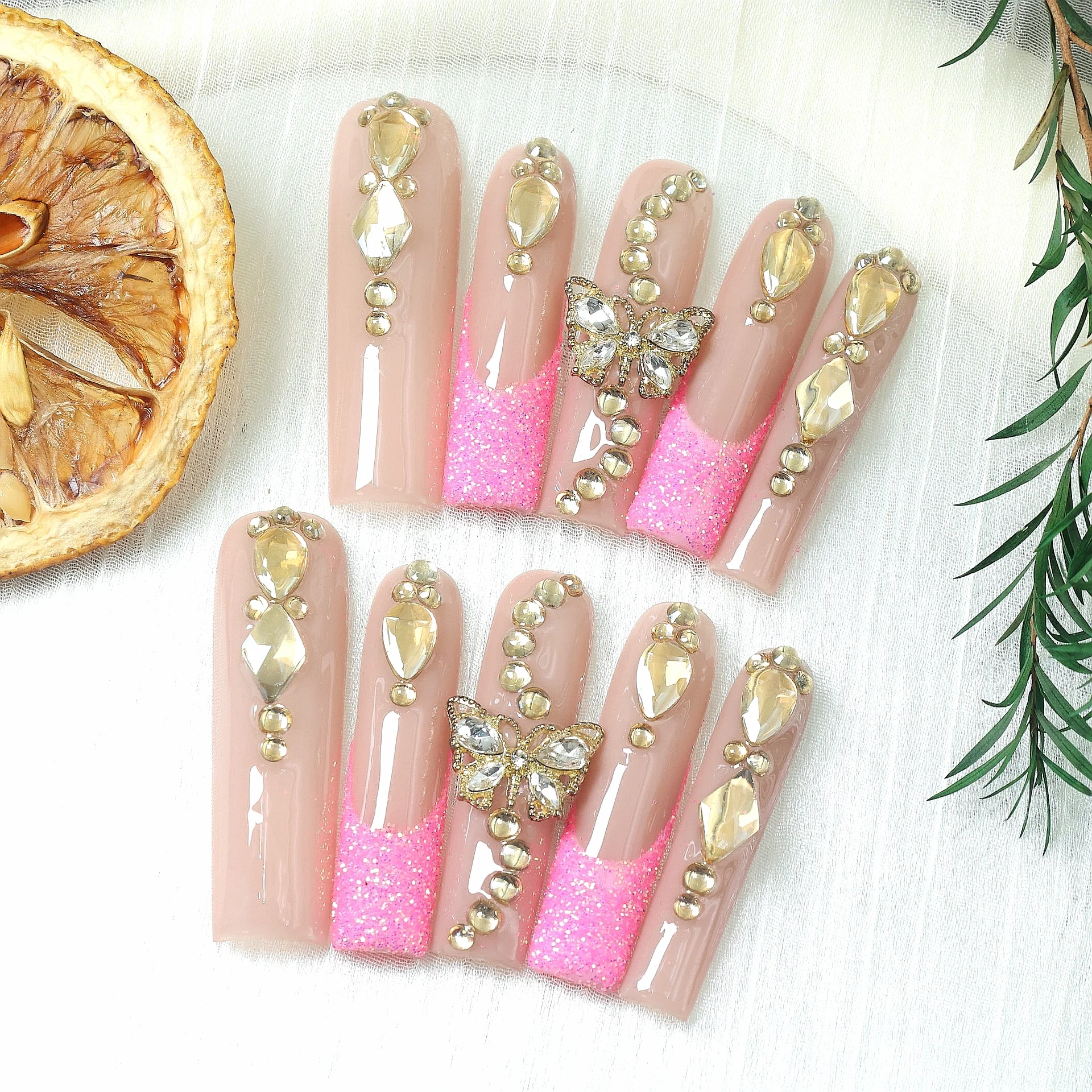 Luxury 3D Butterfly Rhinestone Press-On Nails - Pink Glitter Long Coffin False Nails(Bl04)
Luxury 3D Butterfly Rhinestone Press-On Nails - Pink Glitter Long Coffin False Nails(Bl04)