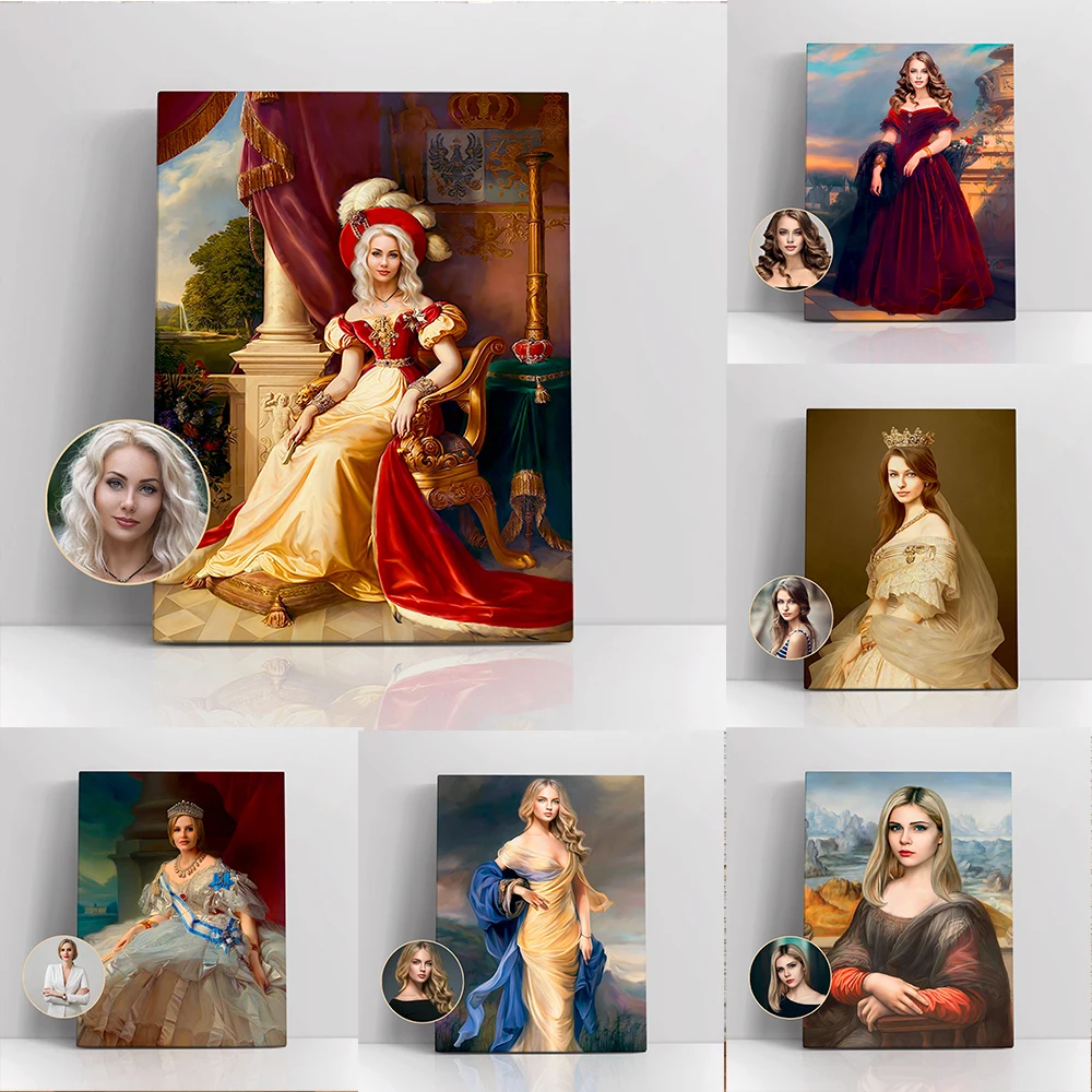 Custom Woman Portrait Canvas Painting Wall Art Customized Royal Queen Princess Poster Prints for Bedroom Living Room Home Decor
Custom Woman Portrait Canvas Painting Wall Art Customized Royal Queen Princess Poster Prints for Bedroom Living Room Home Decor