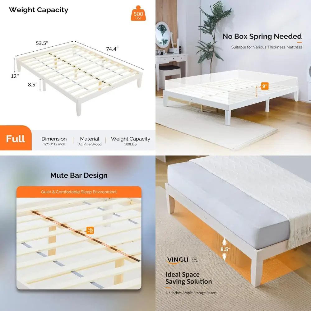 Solid Wood Full-Size Bed with 12 Inch Storage, Heavy Duty Boho Platform Bed for Kids and Adults, Minimalist Design, No Box Sprin
Solid Wood Full-Size Bed with 12 Inch Storage, Heavy Duty Boho Platform Bed for Kids and Adults, Minimalist Design, No Box Sprin