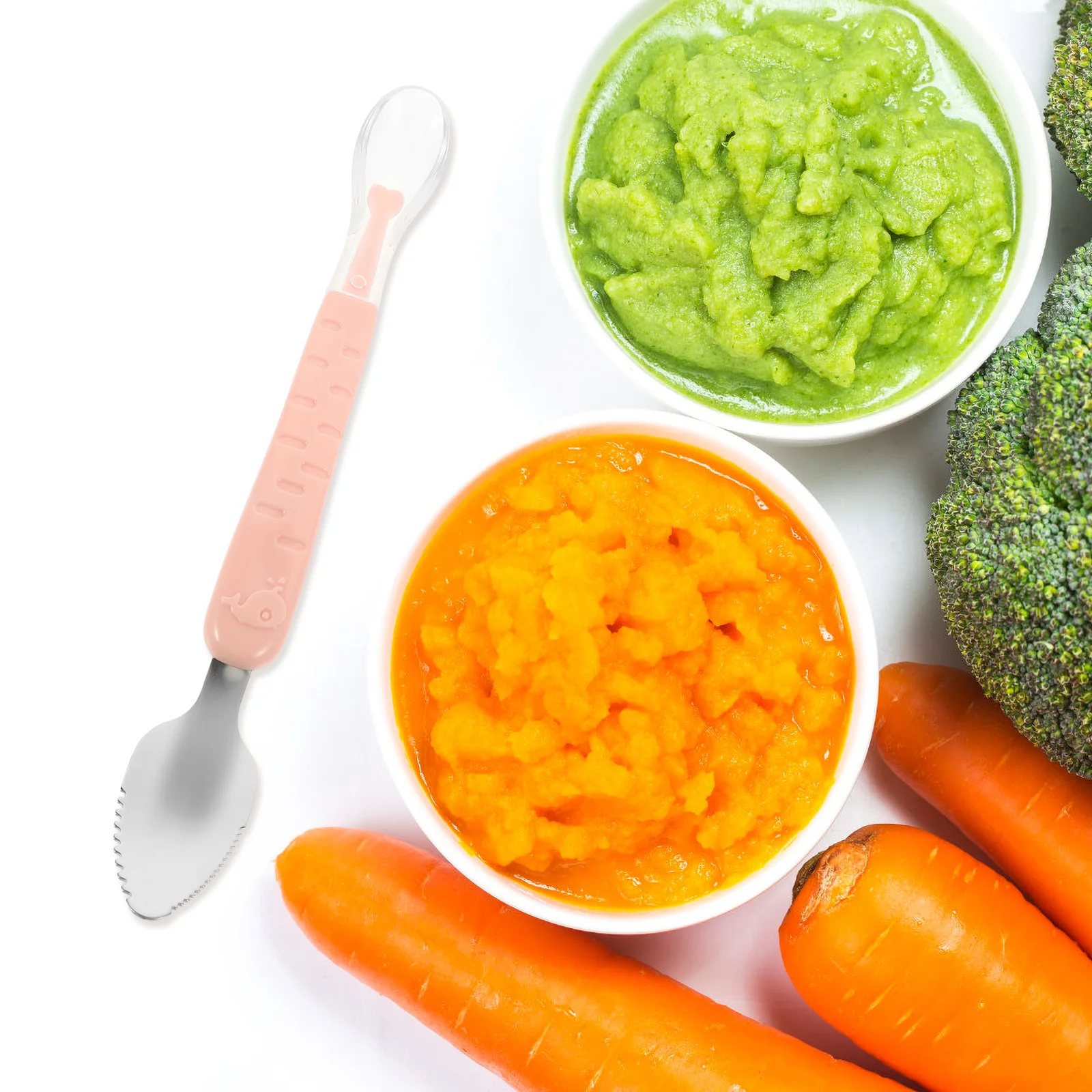 Double Head Baby Puree Spoon Serrated Steel Silicone Grapefruit Vegetable Food Feeding Spoon with Storage Box Baby Feeding
Double Head Baby Puree Spoon Serrated Steel Silicone Grapefruit Vegetable Food Feeding Spoon with Storage Box Baby Feeding